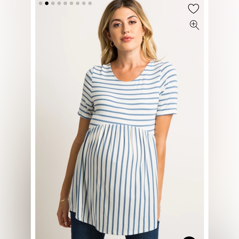 Pinkblush Blue and White Striped Short Sleeve Maternity Tee